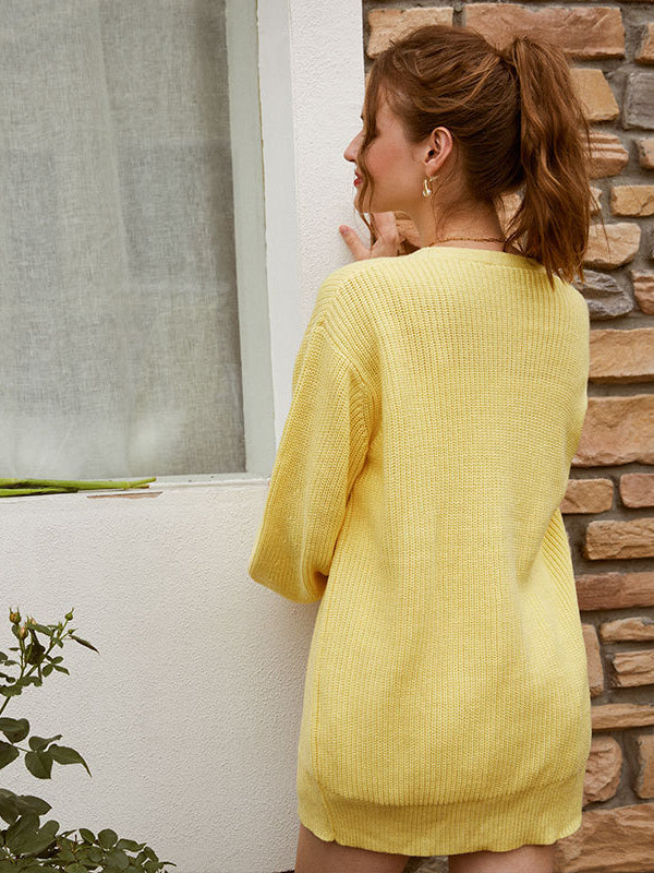 Solid Loose Knit Cardigan