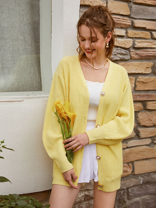 Solid Loose Knit Cardigan