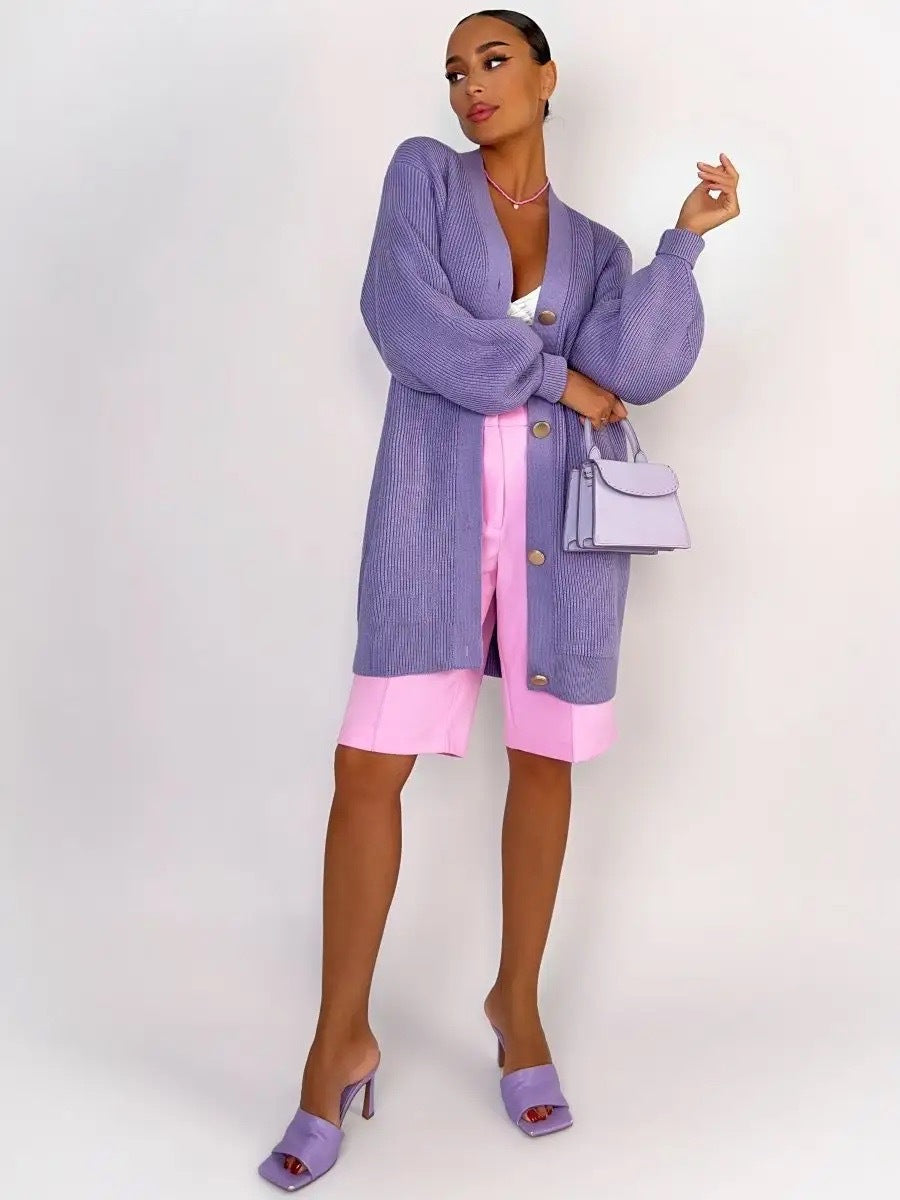 Solid Loose Knit Cardigan